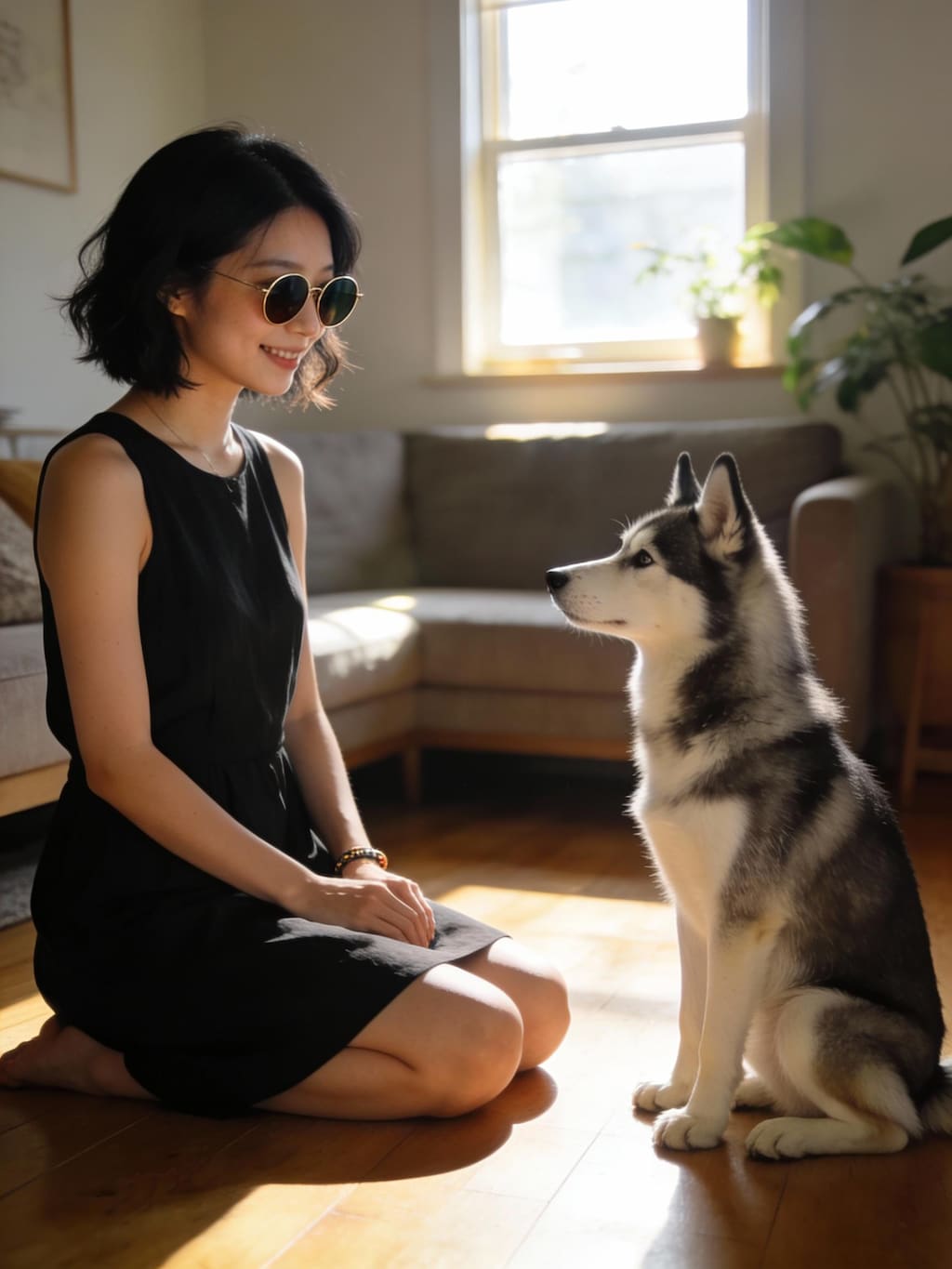 おすわり訓練中