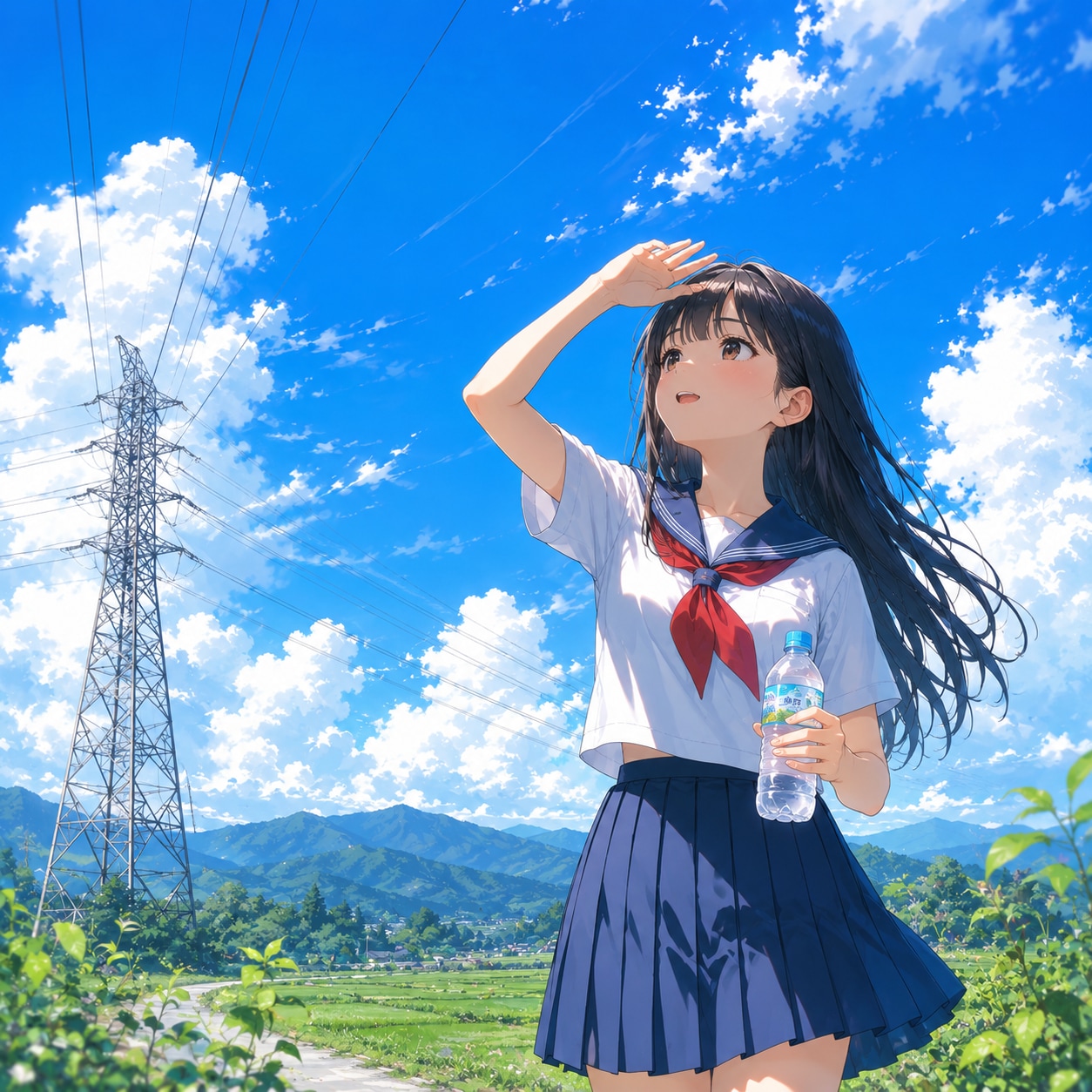 鉄塔と少女
