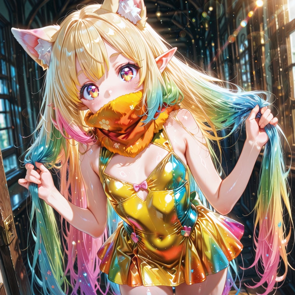 9枚）口元を隠すケモ耳エルフさん