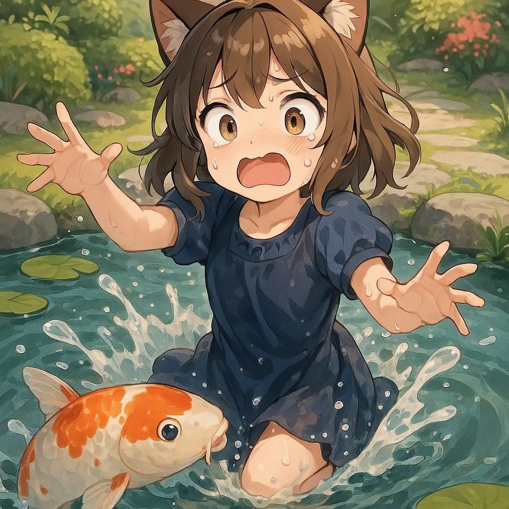 だれじゃ～‼️うちの鯉を盗もうとしている奴はぁ～💢