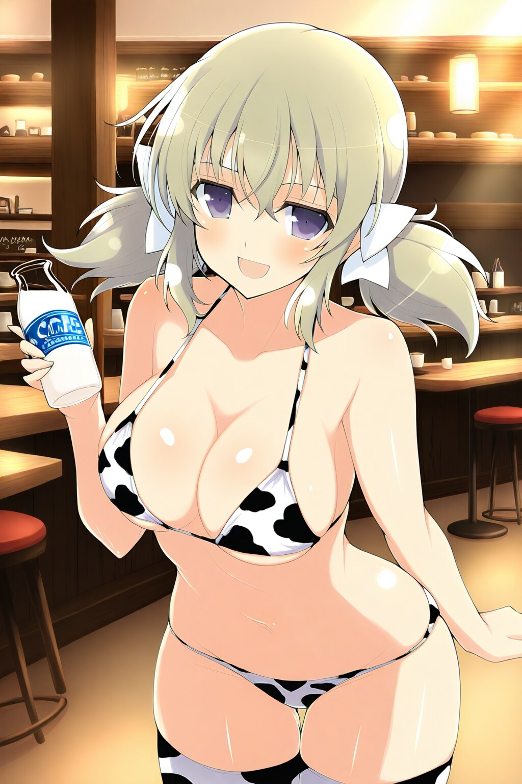 喫茶カグラ、スタッフの直搾りミルク