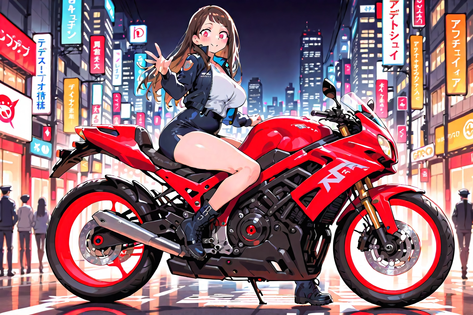 バイクに乗る由紀先生。 | の人気AIイラスト・グラビア