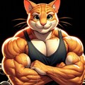 ファンタジー風 タンクトップでポージングする筋肉猫 5枚目
