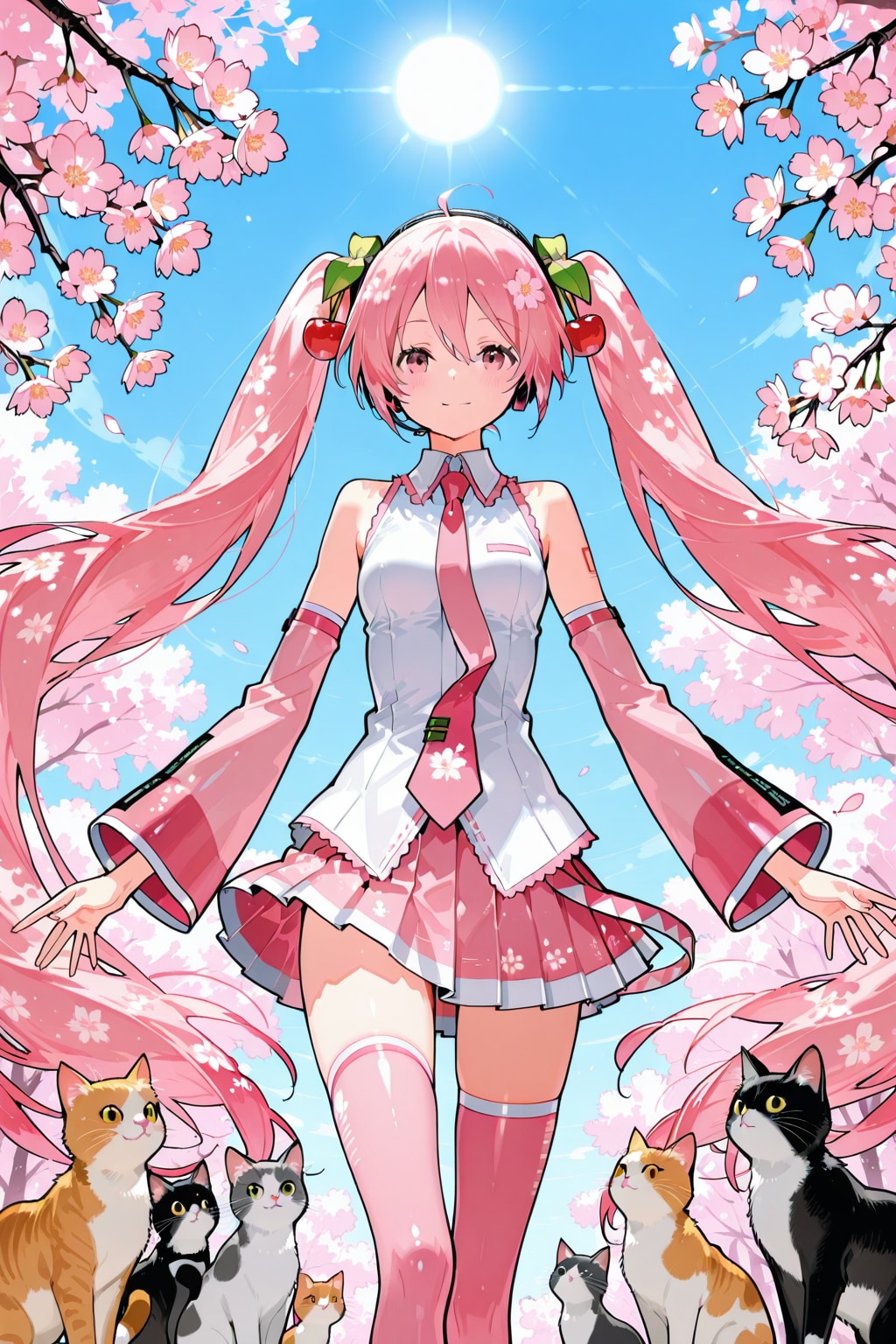 猫と桜ミク | の人気AIイラスト・グラビア