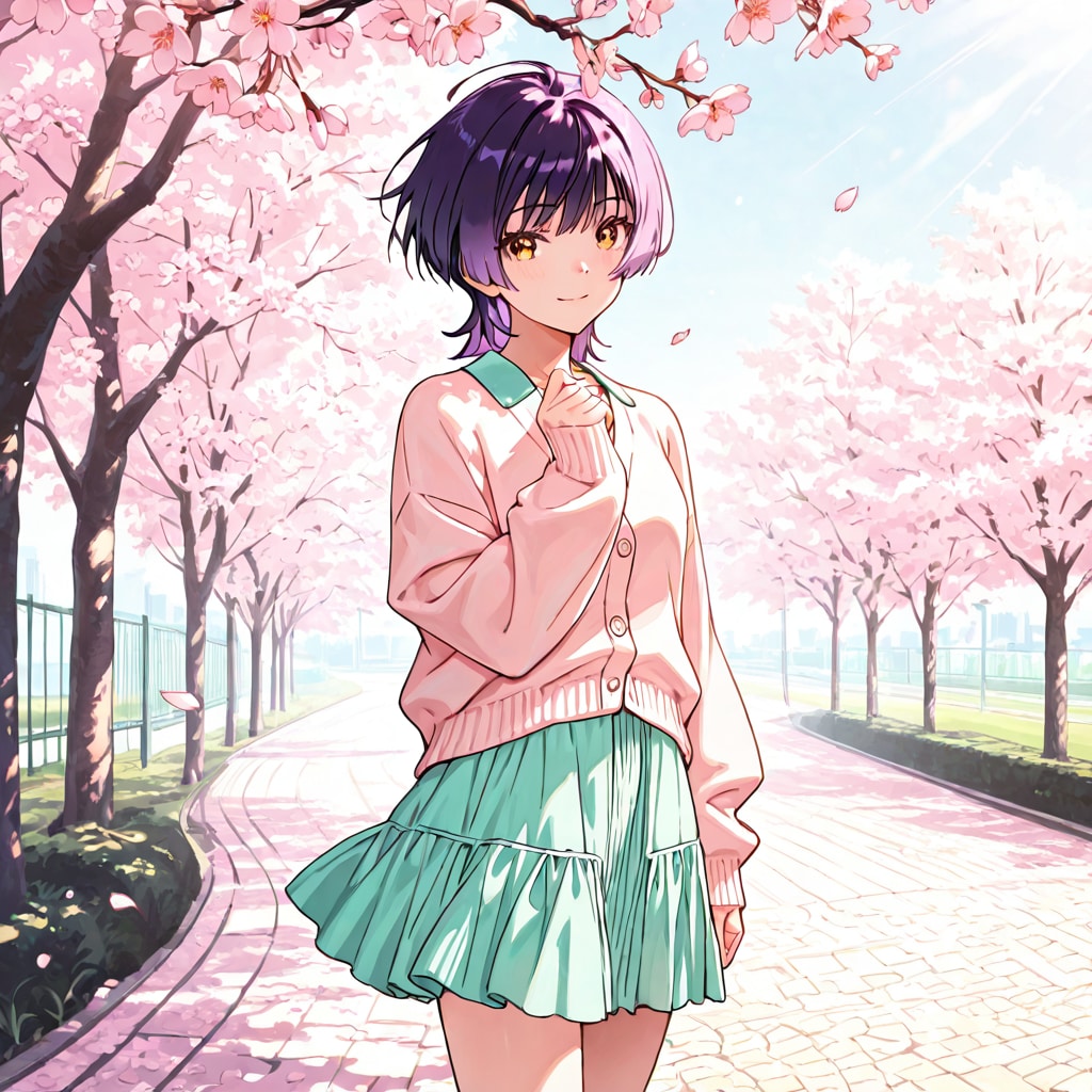 はじめてのシャッター、桜の下で | の人気AIイラスト・グラビア