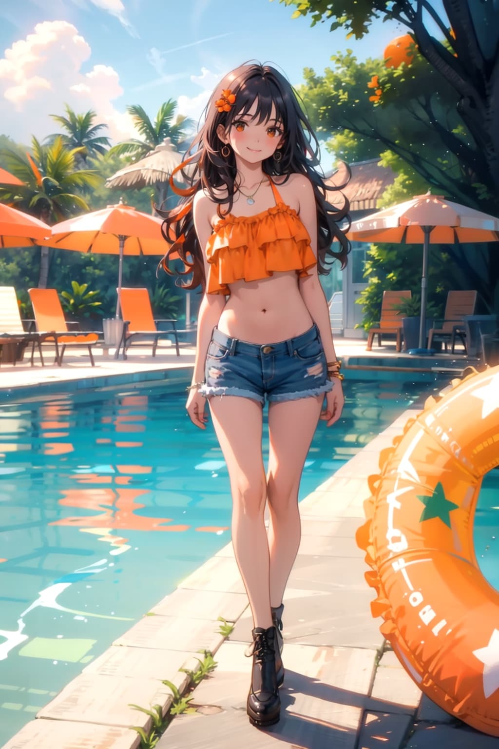 セパレートスタイル衣装の美少女