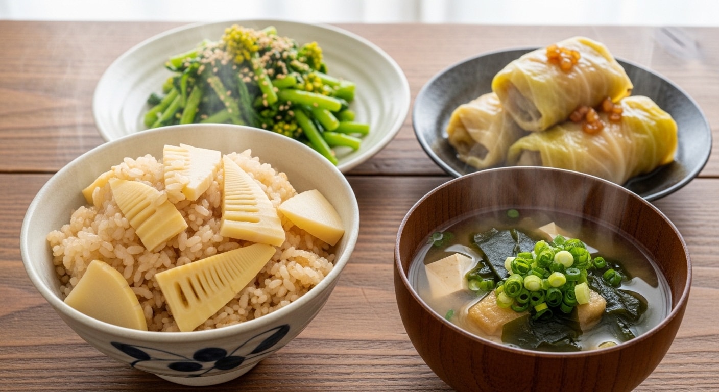 摩訶不思議食堂の春野菜膳 | の人気AIイラスト・グラビア