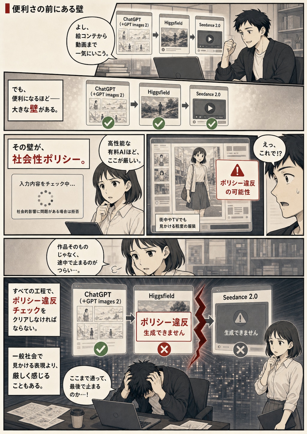 ポリシー違反の回避に疲れる方に（現時点での漫画生成フォーマット付き)