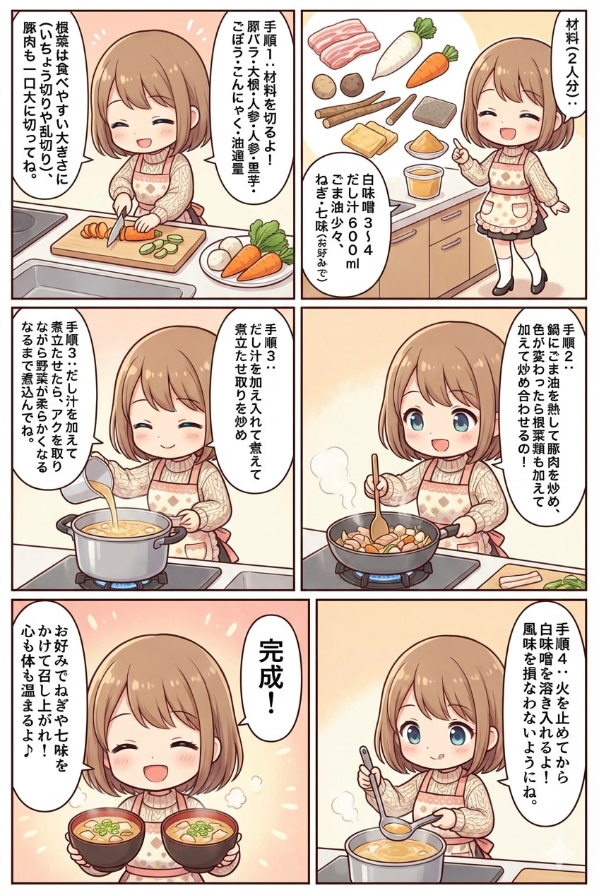 白味噌仕立ての根菜たっぷり豚汁 | の人気AIイラスト・グラビア