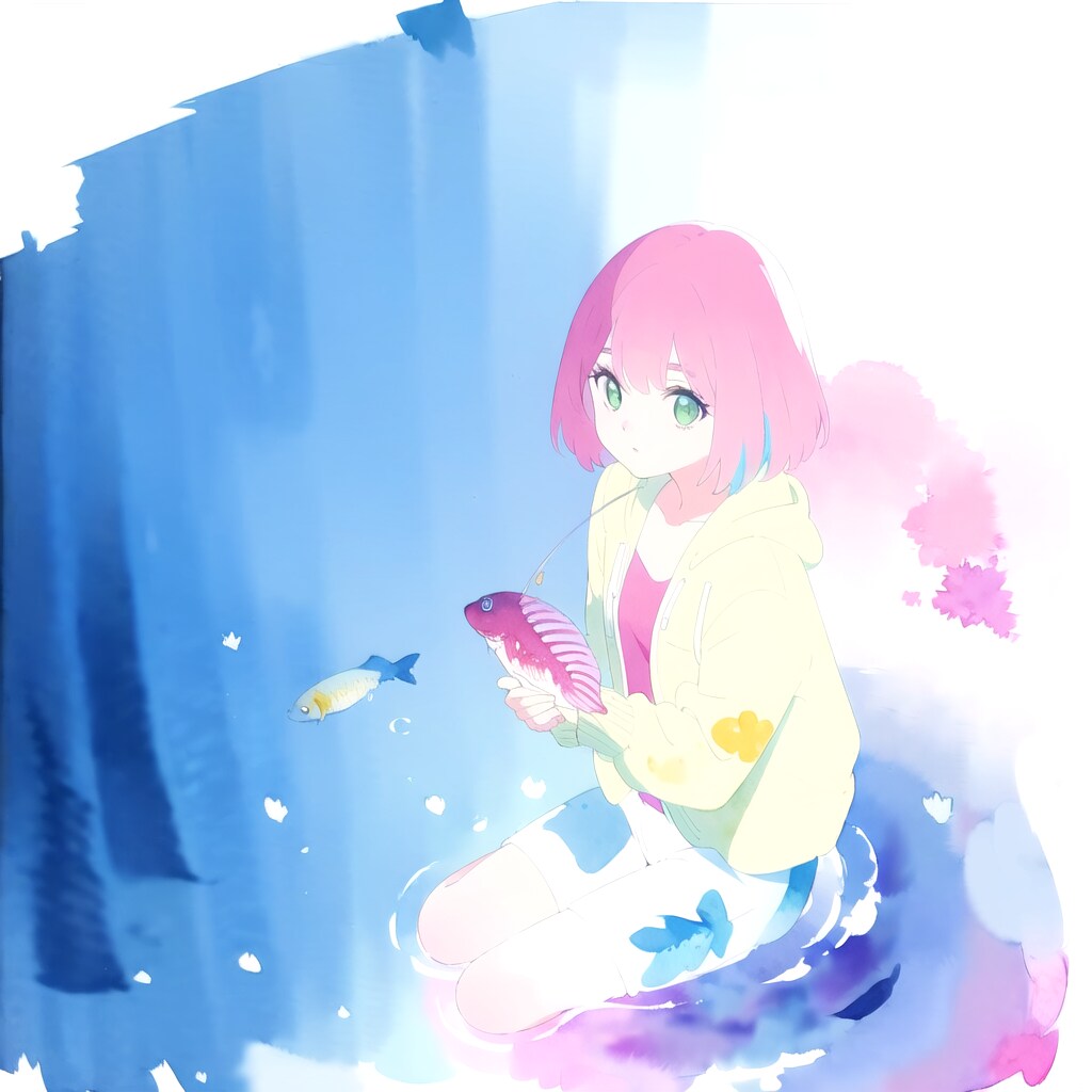 ニジマスを滲ます