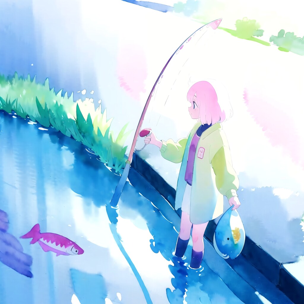 ニジマスを滲ます