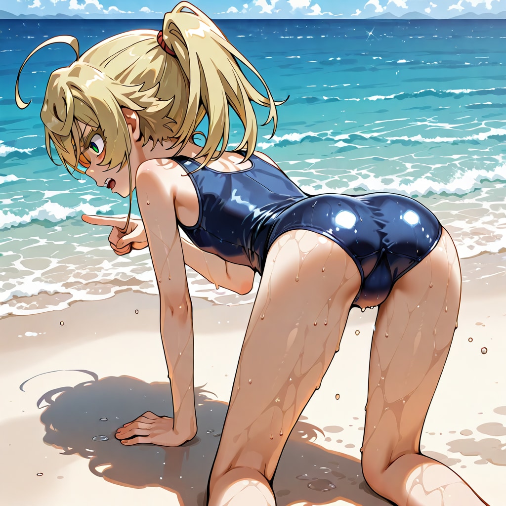 ターニャ　海　スク水