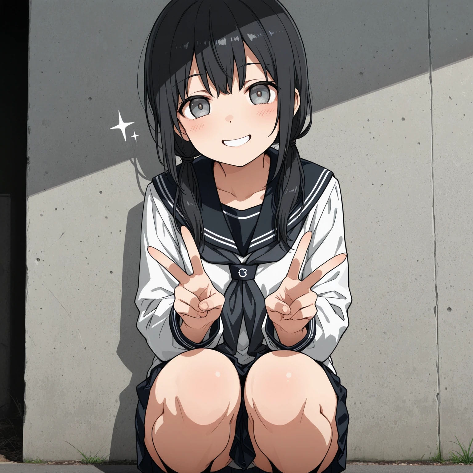しゃがみピース！