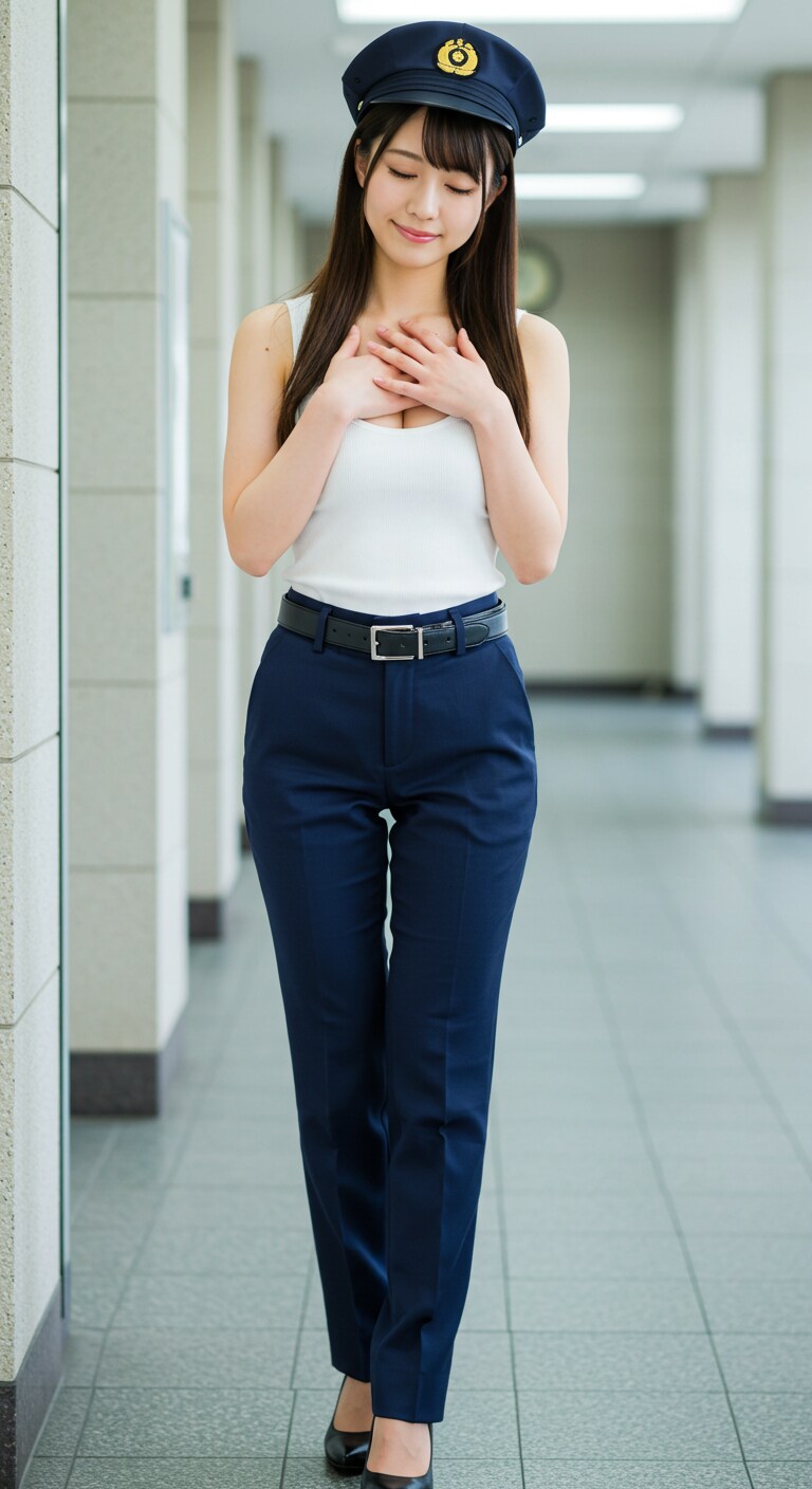 リアルかっこかわいい婦警のロマンティックな憩い