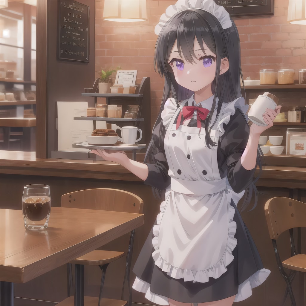 黒髪ロングで紫紺の瞳のメイド４