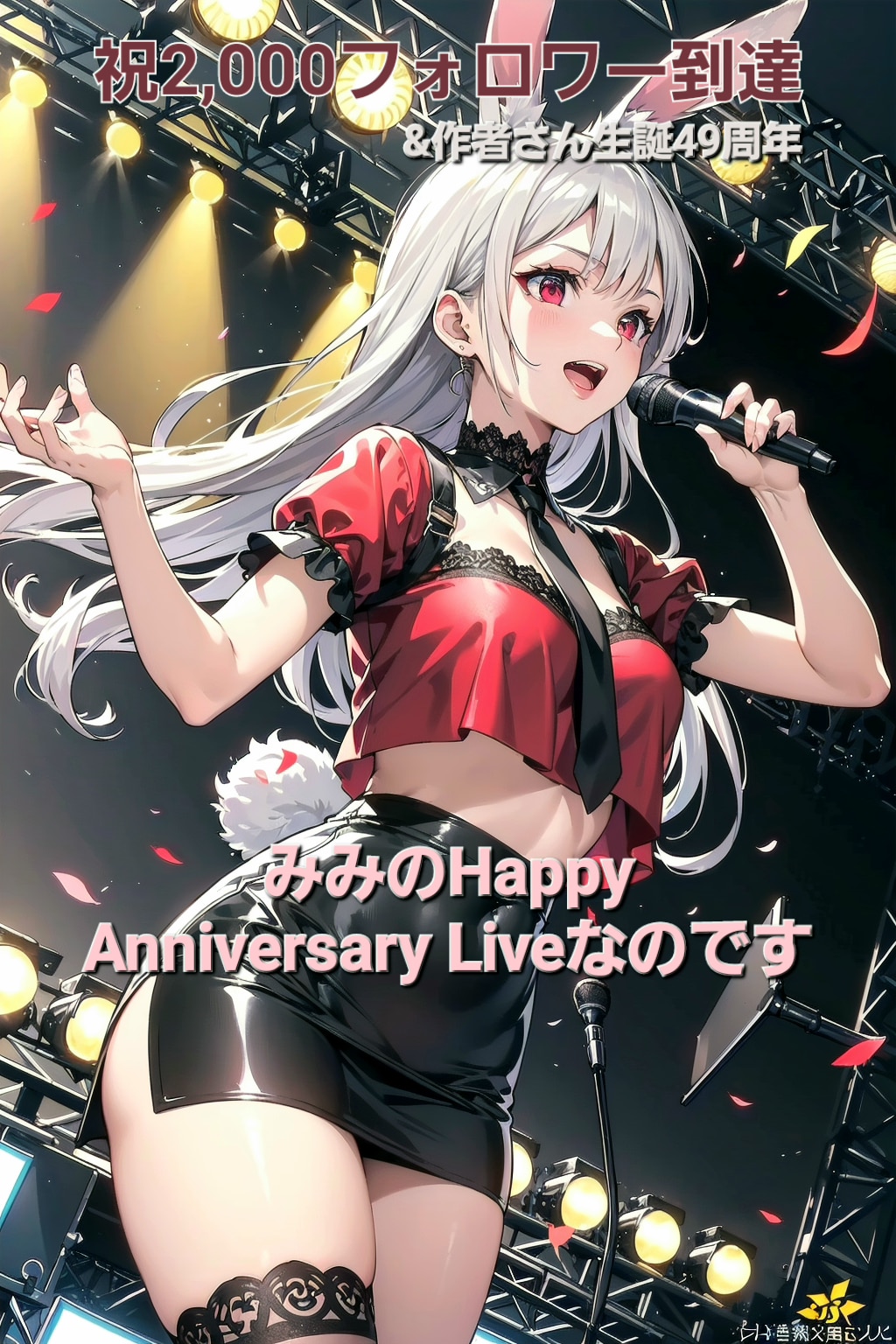 ㊗️2,000フォロワー到達&作者さん生誕49周年記念🎉🎊🎂💕みみのHappy Anniversary Liveなのです🎤🐰🎶
