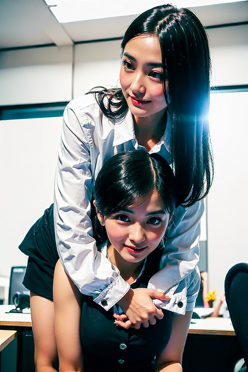 新人に明るく接する先輩