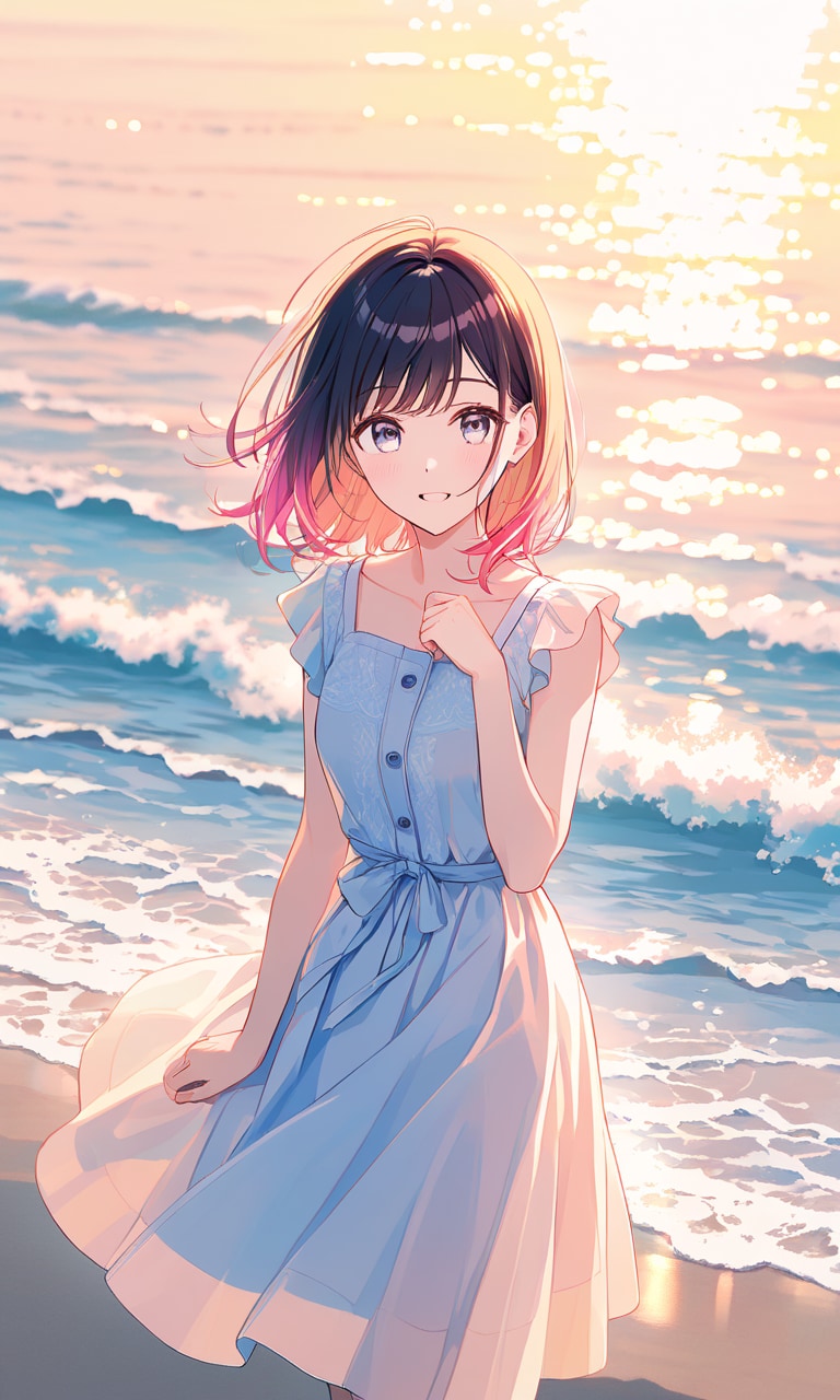 夕日の海