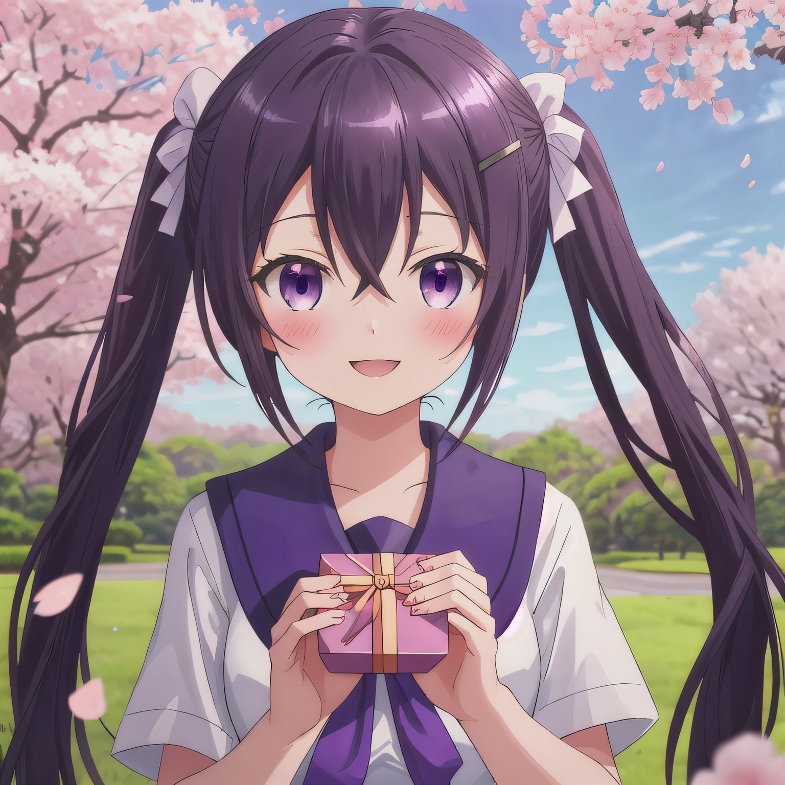 紫髪ロングでセーラー服の少女１０ | の人気AIイラスト・グラビア