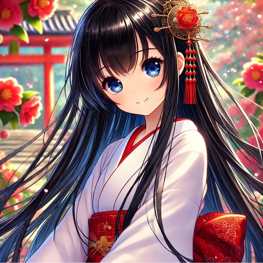 黒髪ロングで巫女服の少女７ | の人気AIイラスト・グラビア