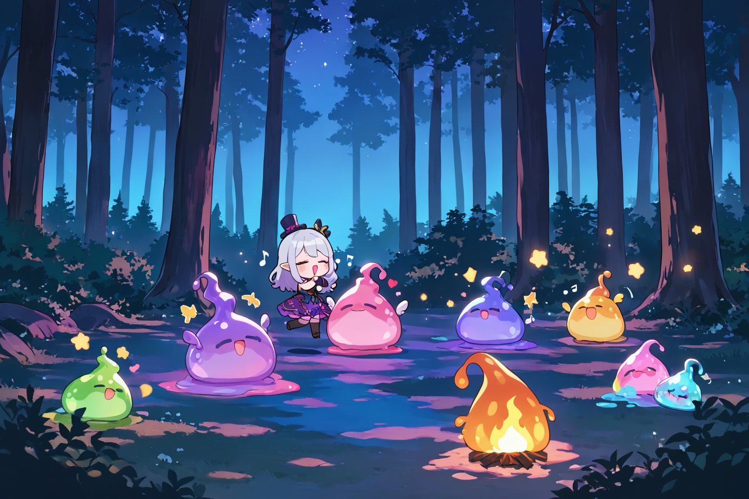 深夜のスライム集会 | の人気AIイラスト・グラビア