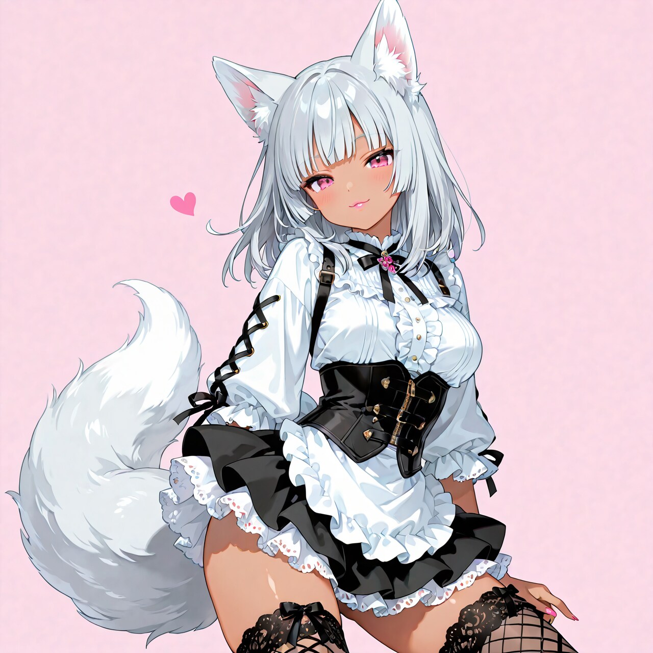 黒ギャル狐耳メイドになったアイシャ