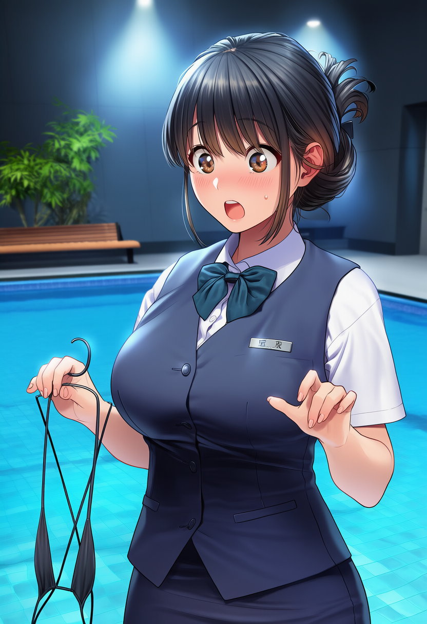 水着を見て驚く女性