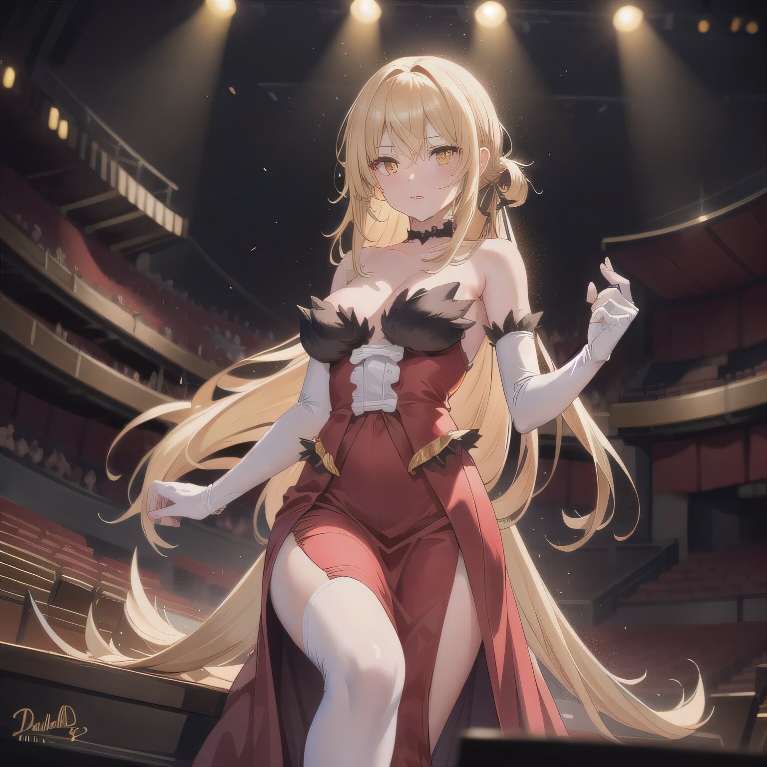 金髪ロングでダンスの美女 | の人気AIイラスト・グラビア