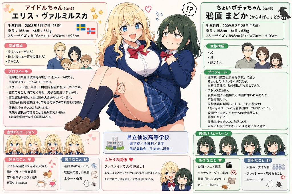 アイドルちゃんとちょいポチャちゃん