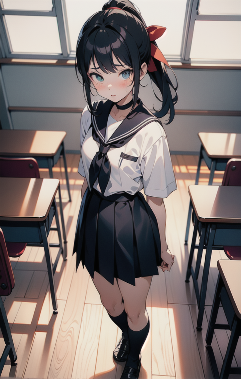 制服姿の「なかのさん」と教室で【LoRA付き】