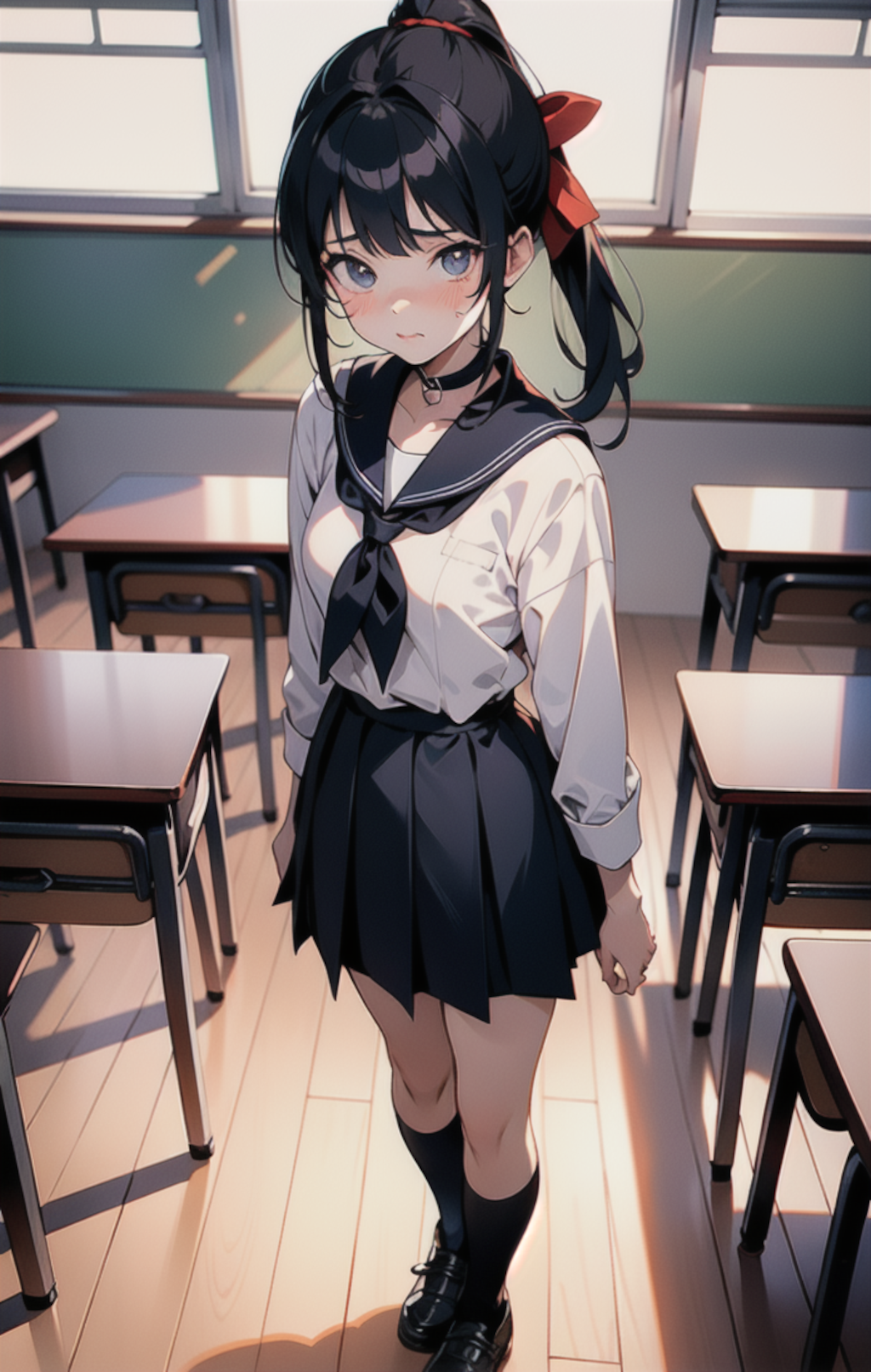 制服姿の「なかのさん」と教室で【LoRA付き】
