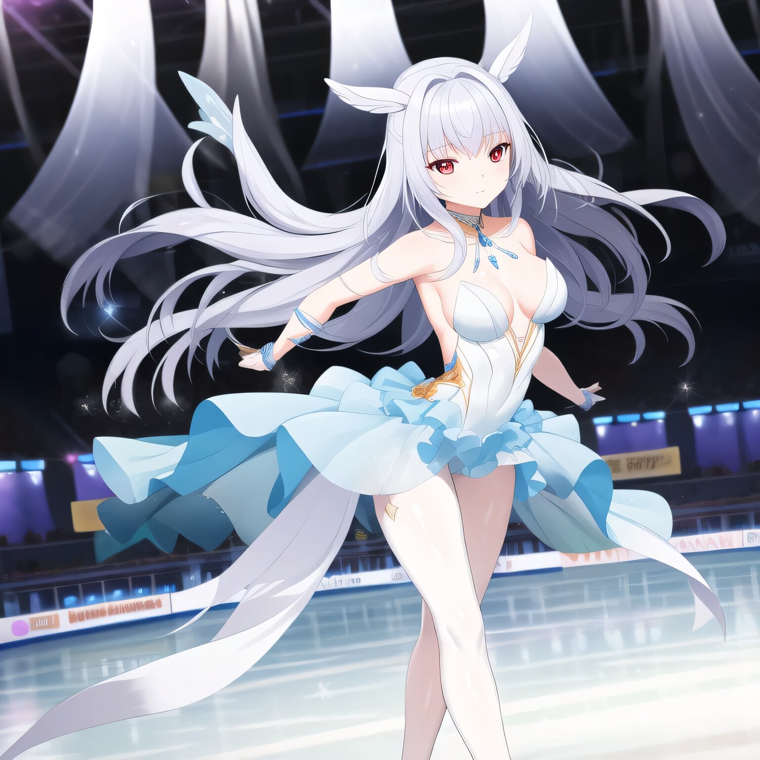 灰髪ロングでフィギュアの少女２ | の人気AIイラスト・グラビア