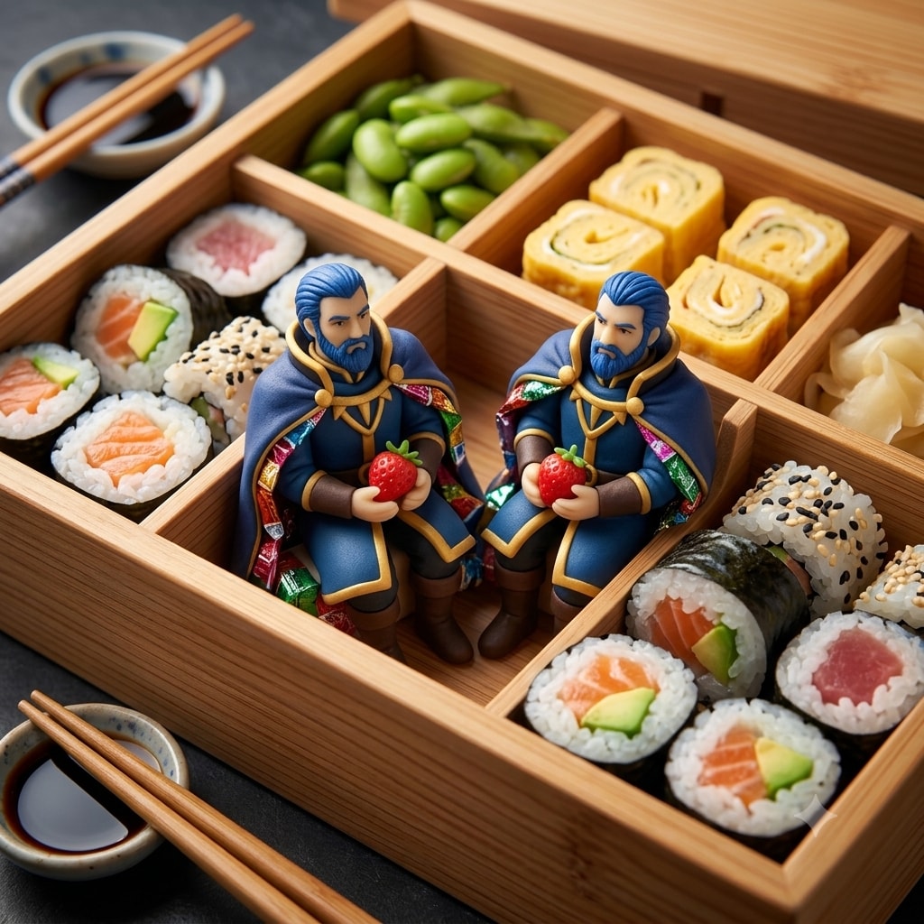 【Geminiで生成】封印ヘクトルのマジパン人形入り弁当【非公式のファンアート】