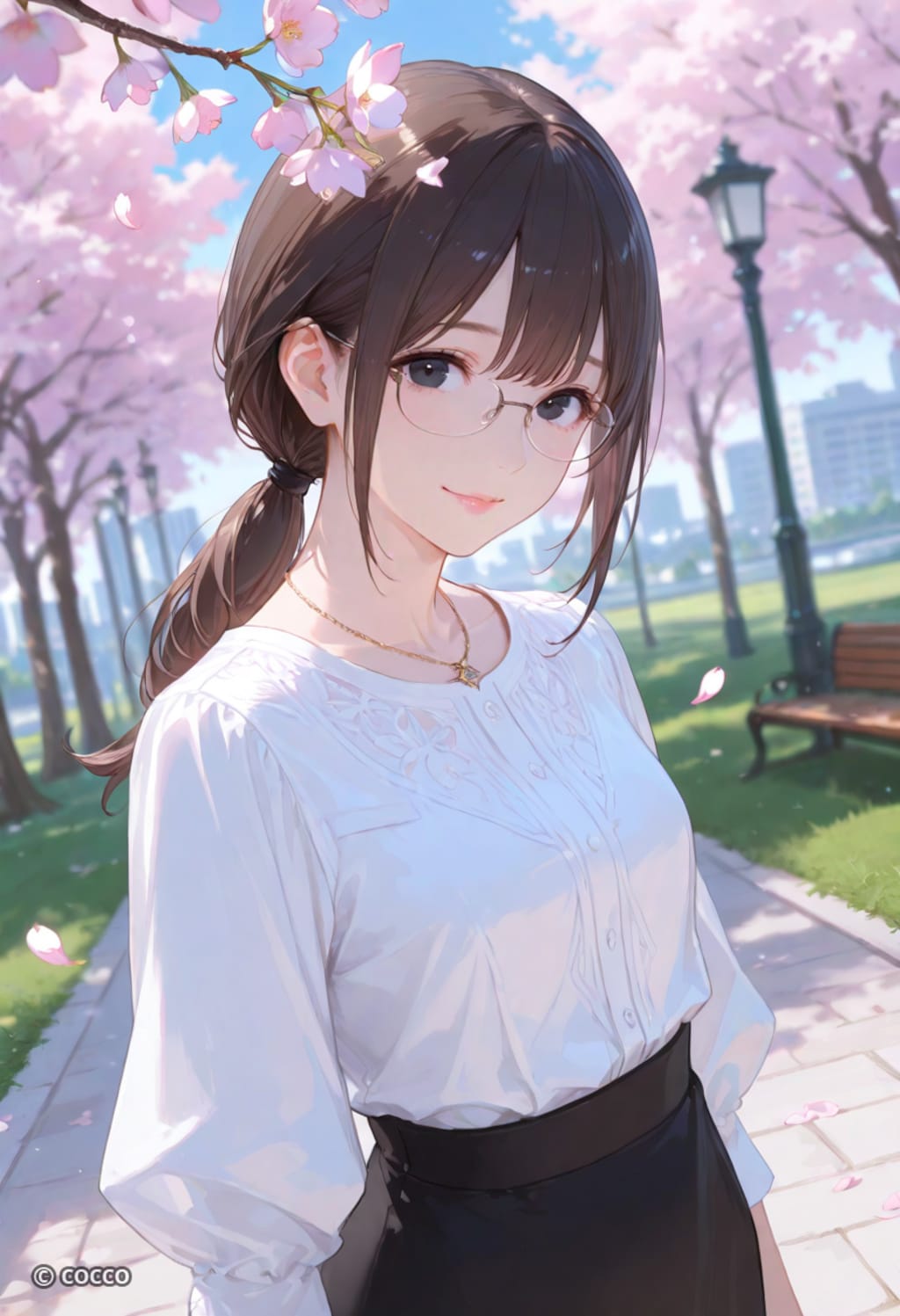 桜と触れあって