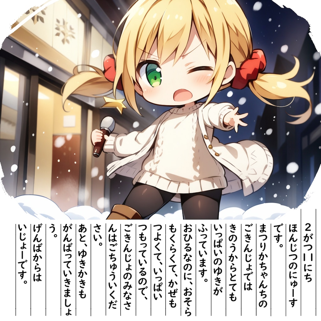 【絵日記】おおゆきのおしらせです