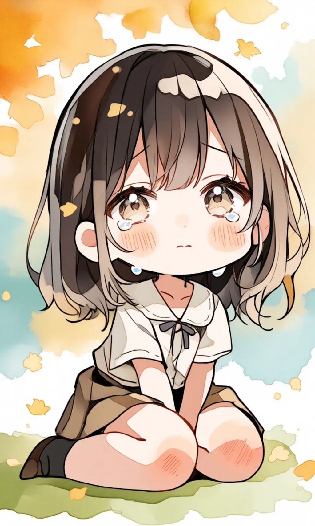 転んで膝を擦りむいて