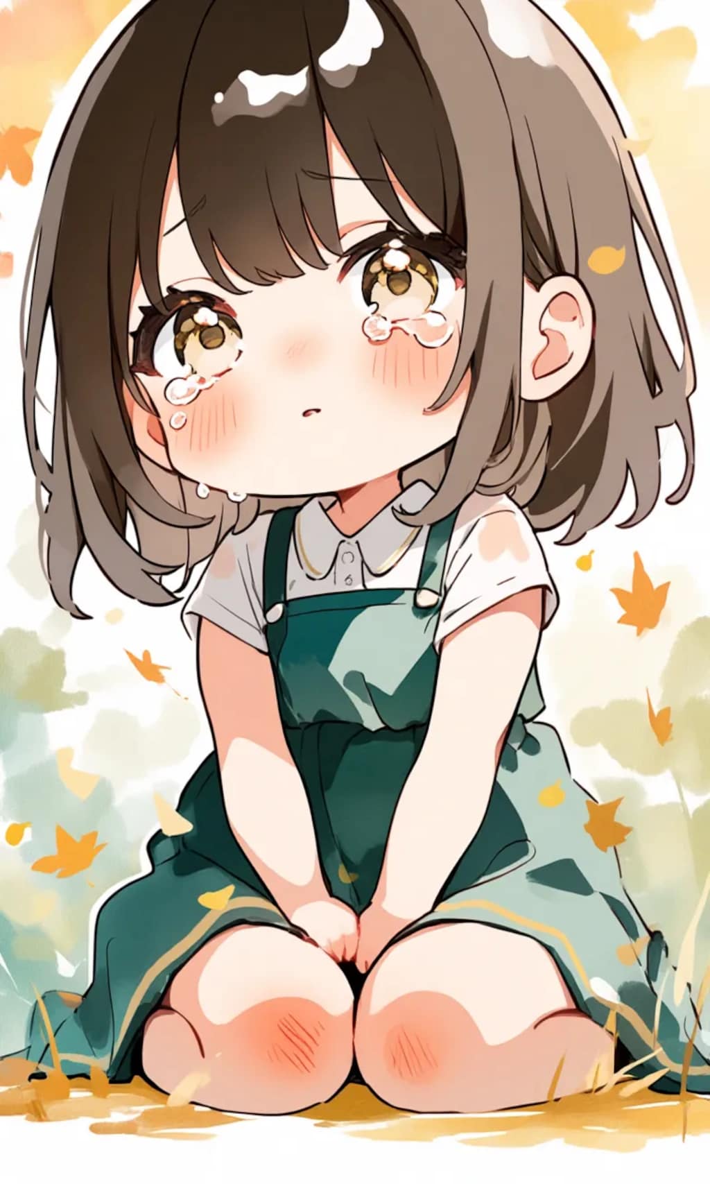 転んで膝を擦りむいて