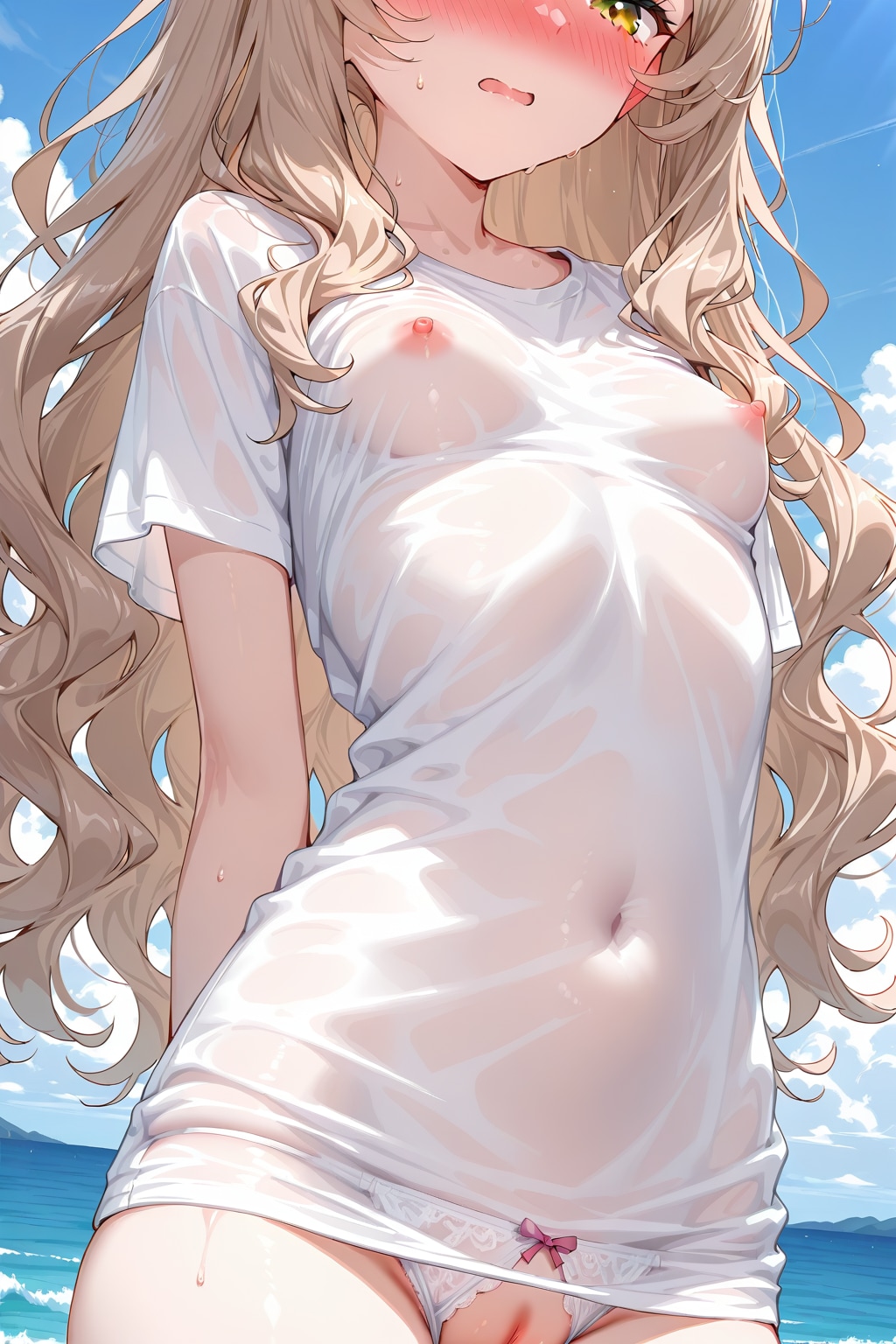海で