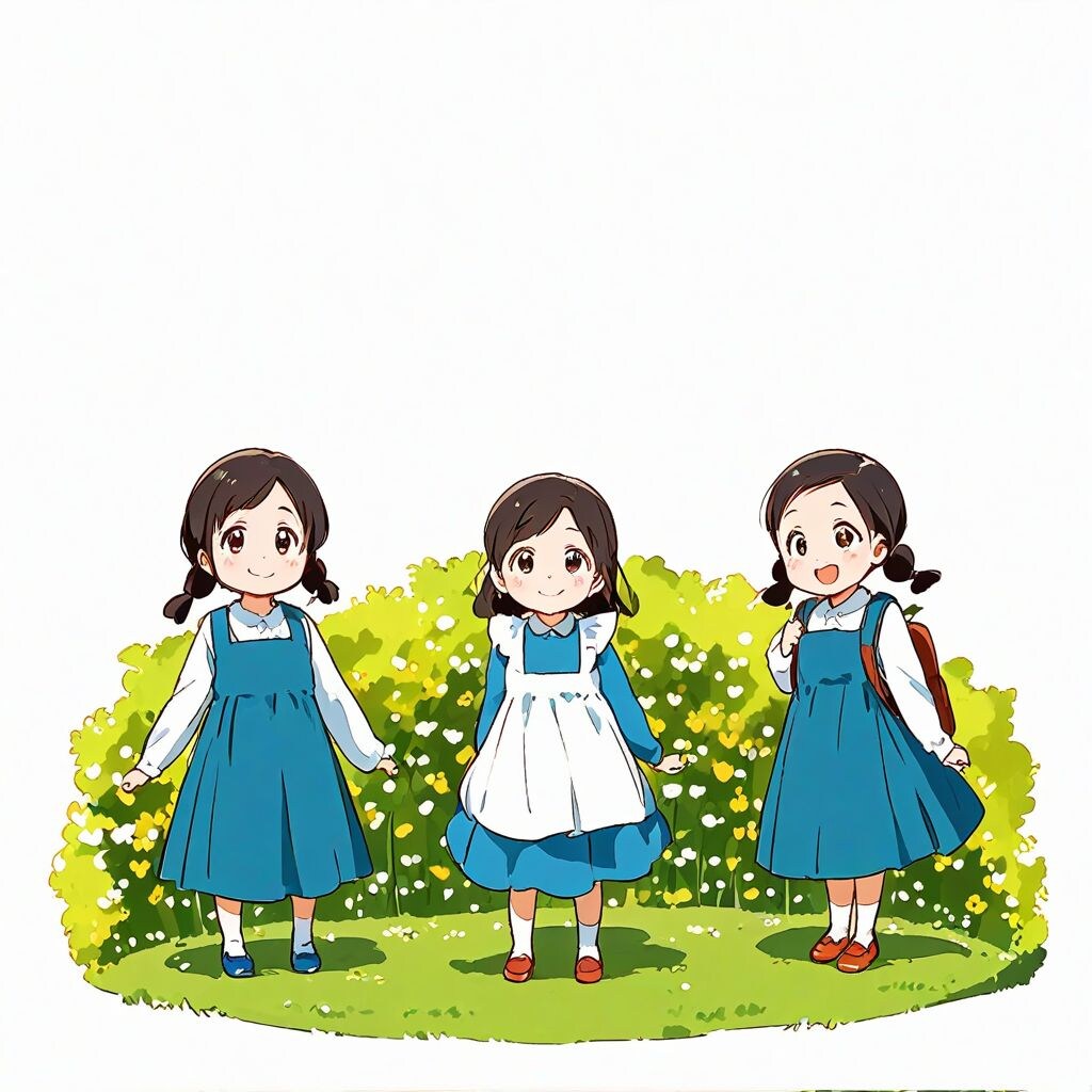 お庭の三人娘