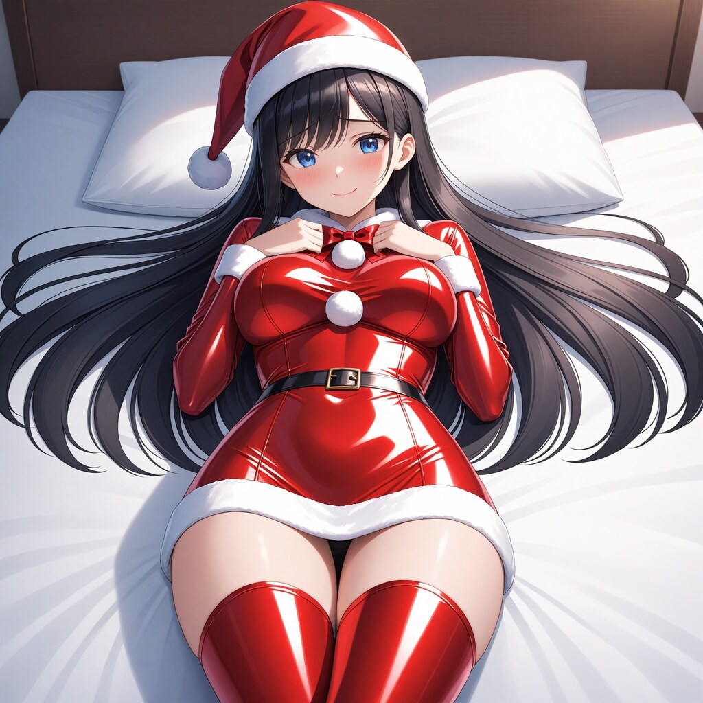 エナメルサンタコス＋サイハイソックス