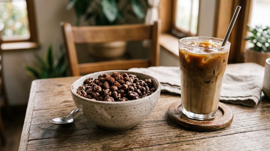 デザートの麦チョコとアイス珈琲のセット
