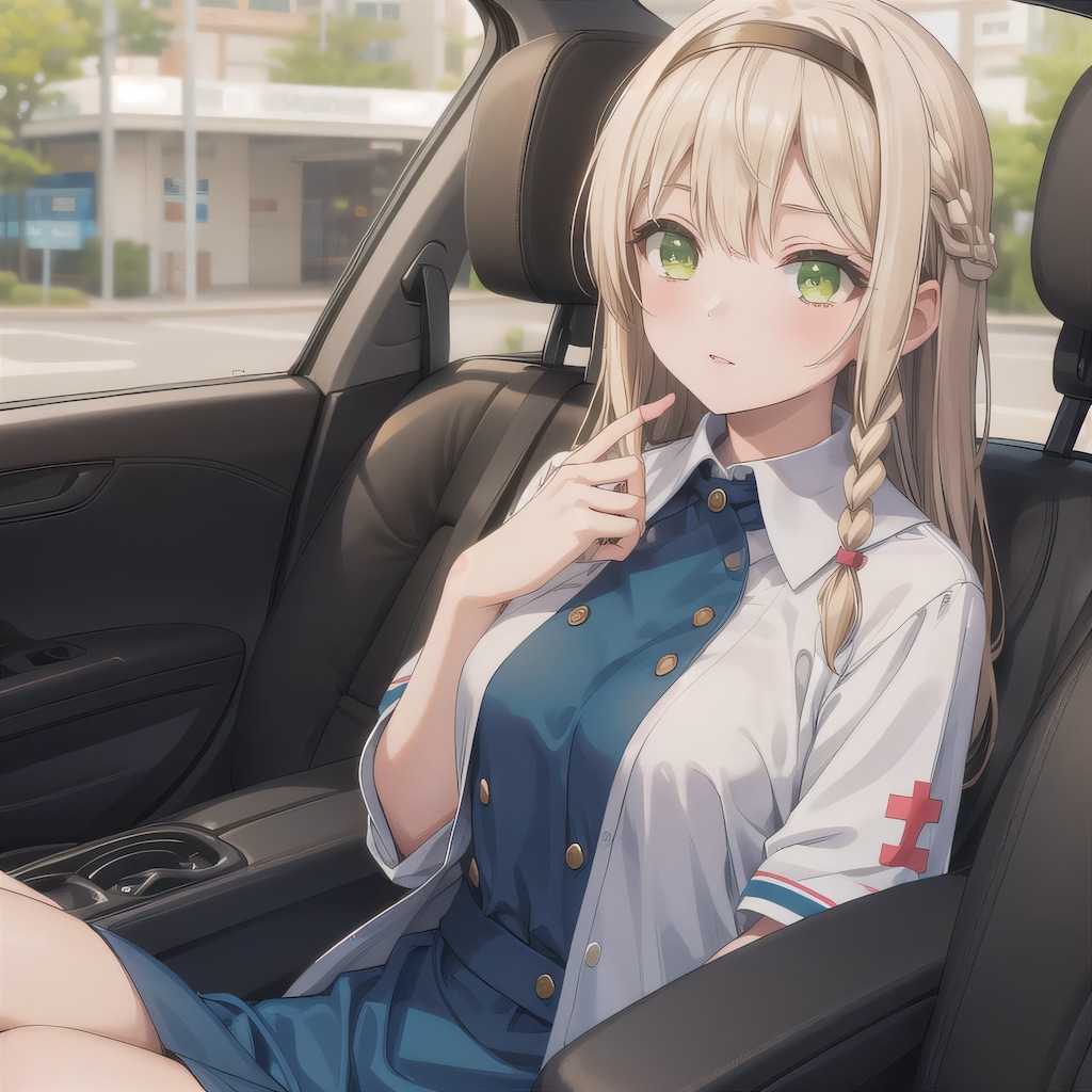 金髪ロングで車内の少女５
