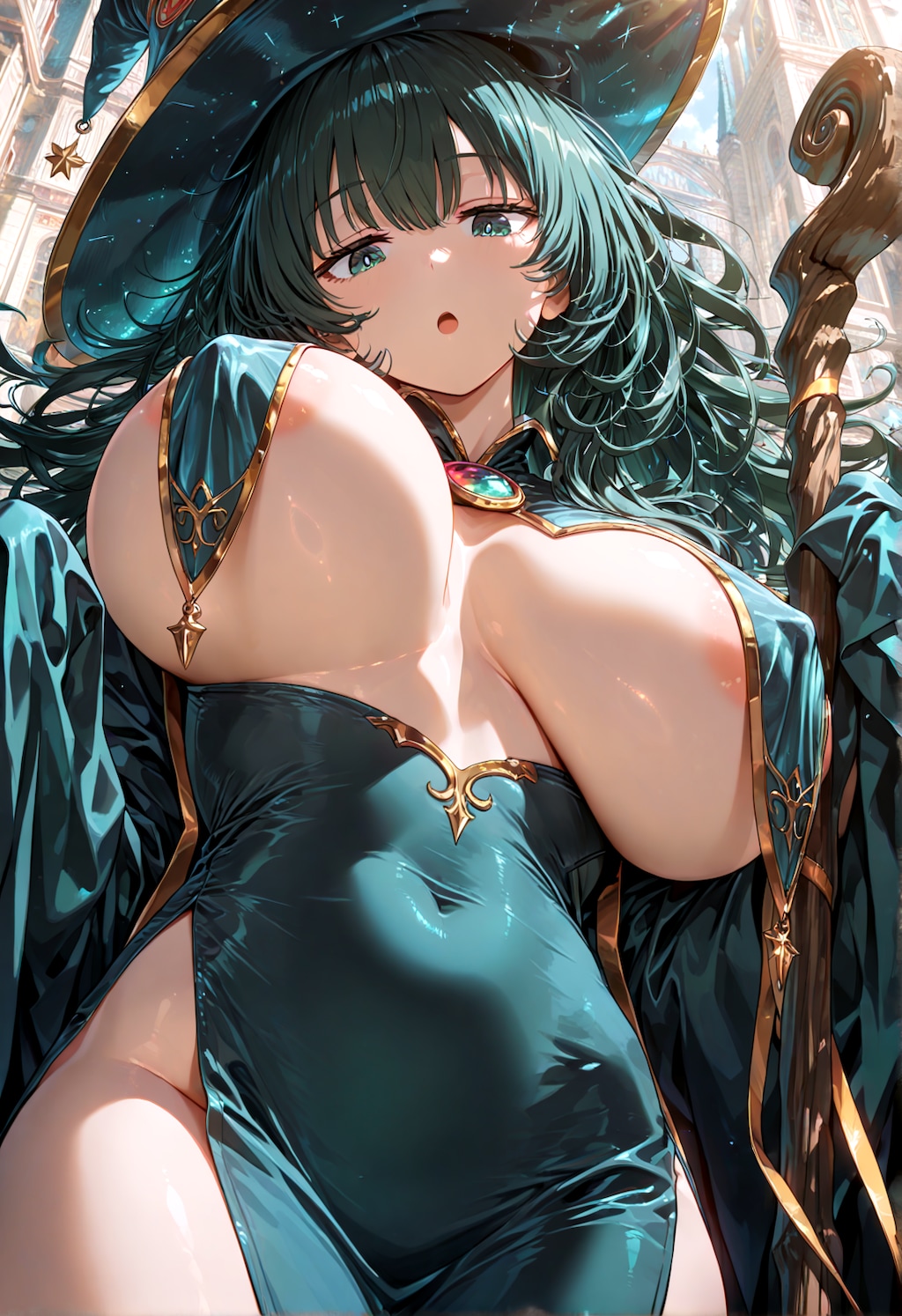乳カーテン萌え袖魔法使いと突風