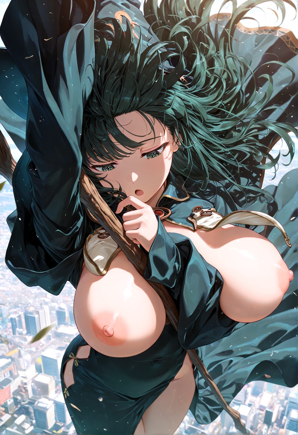 乳カーテン萌え袖魔法使いと突風