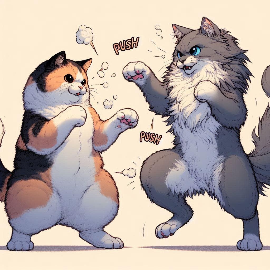 ２猫パンチ合戦