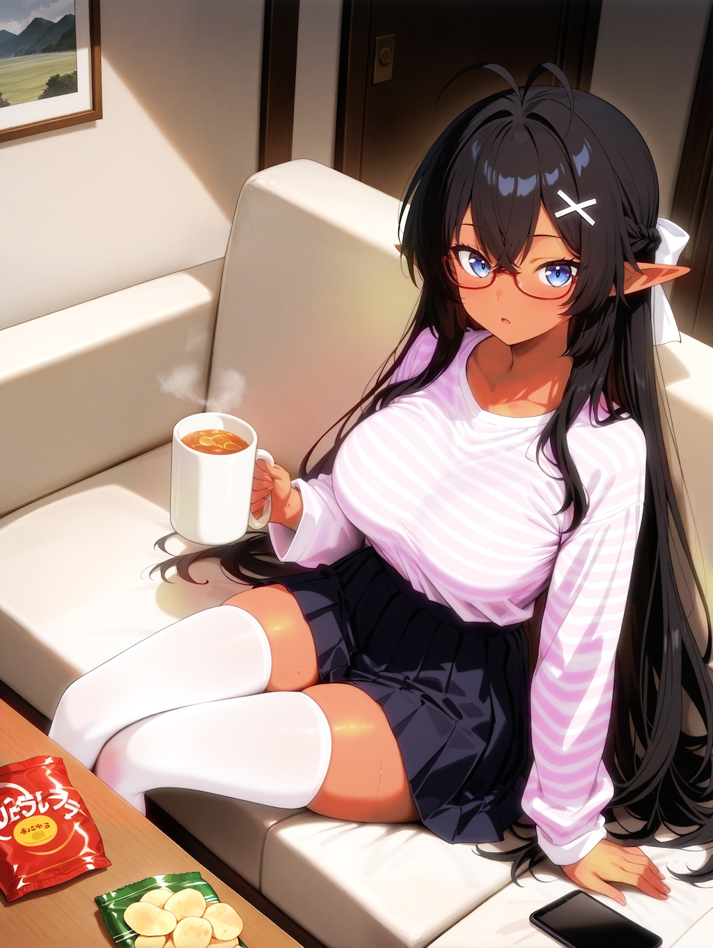 のんびりするダークエルフさん