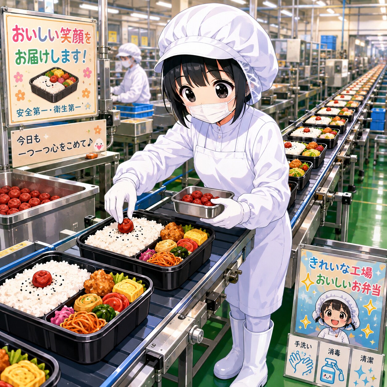 お弁当に梅干しを置く仕事 | の人気AIイラスト・グラビア