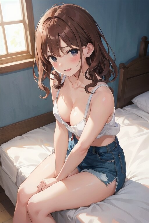 ベッドに座るお姉さん