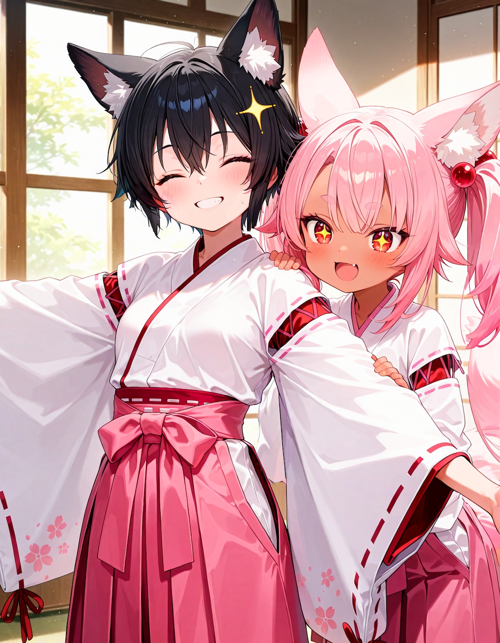 【コラボ感謝絵】Armaさん家の紗奈さんと桃狐ちゃん