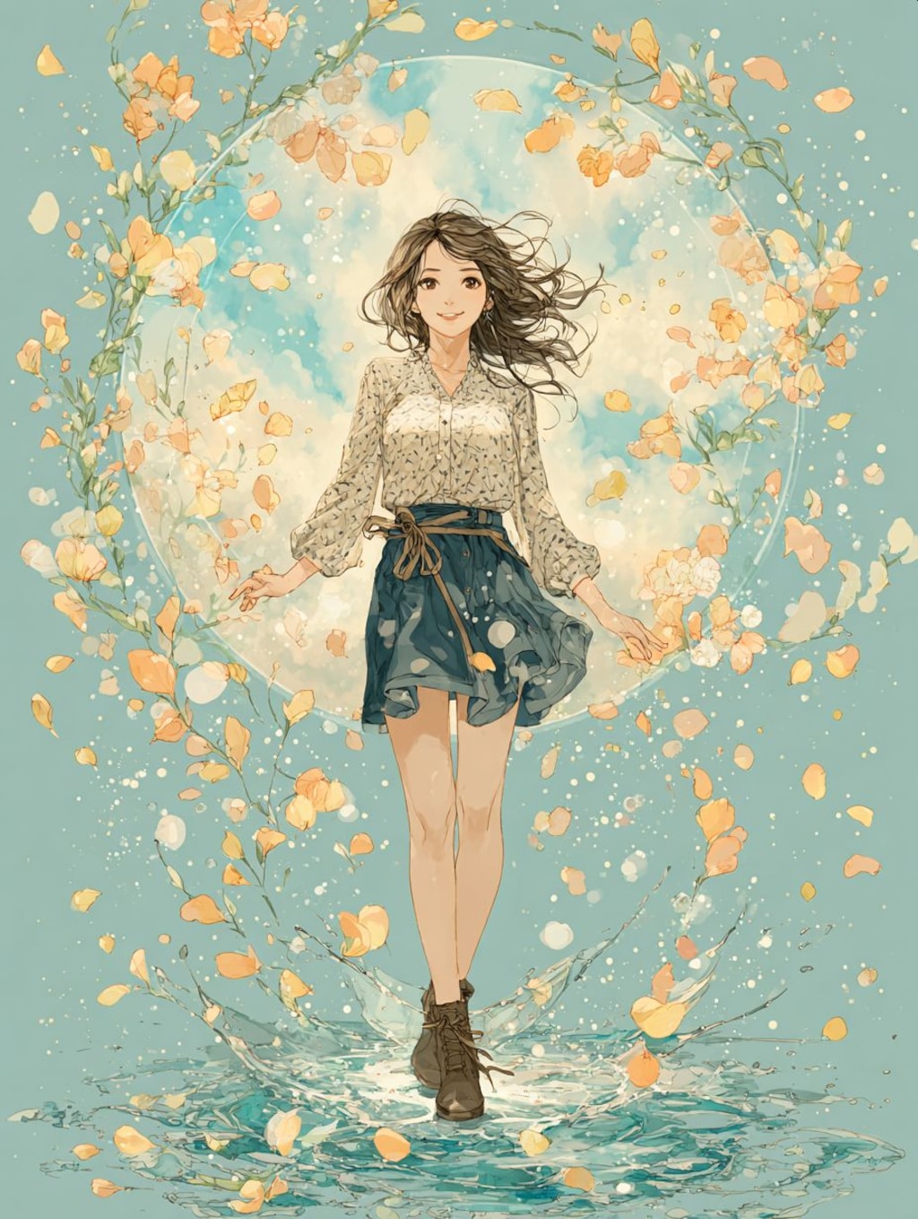 春の女性(ひと)-アニメ風